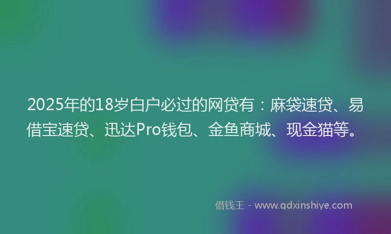2025年的18岁白户必过的网贷有：麻袋速贷、易借宝速贷、迅达Pro钱包、金鱼商城、现金猫等。