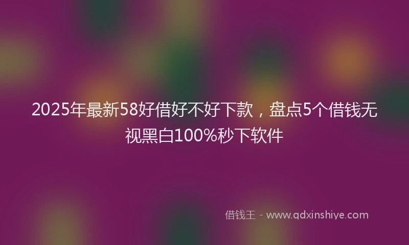 2025年最新58好借好不好下款，盘点5个借钱无视黑白100%秒下软件