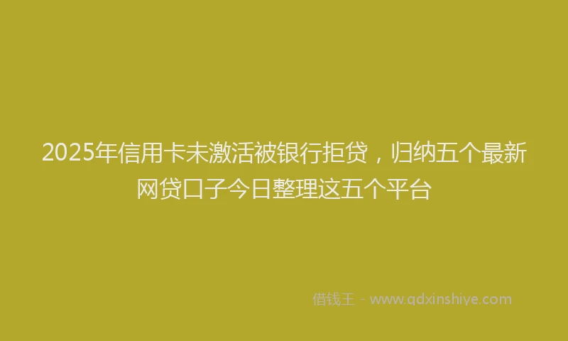 2025年信用卡未激活被银行拒贷，归纳五个最新网贷口子今日整理这五个平台