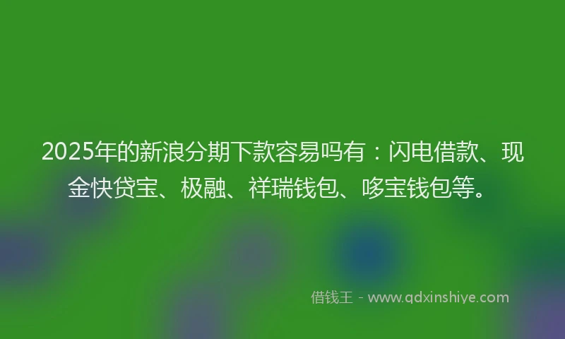 2025年的新浪分期下款容易吗有：闪电借款、现金快贷宝、极融、祥瑞钱包、哆宝钱包等。