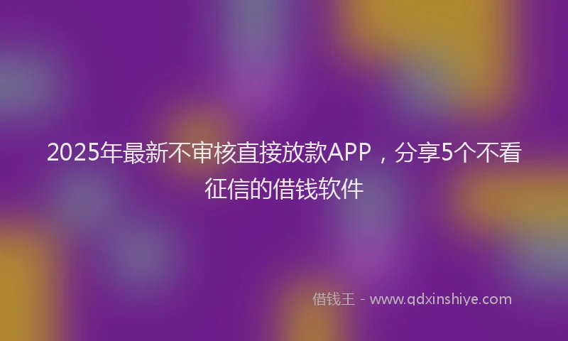 2025年最新不审核直接放款APP，分享5个不看征信的借钱软件