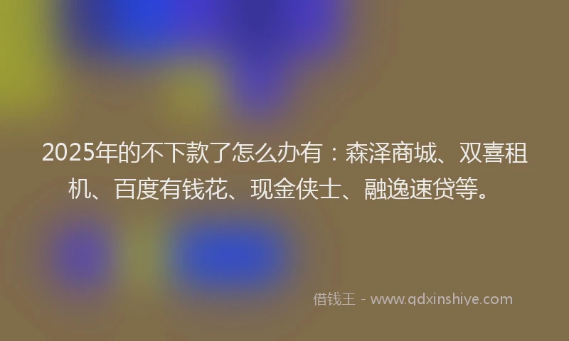 2025年的不下款了怎么办有：森泽商城、双喜租机、百度有钱花、现金侠士、融逸速贷等。