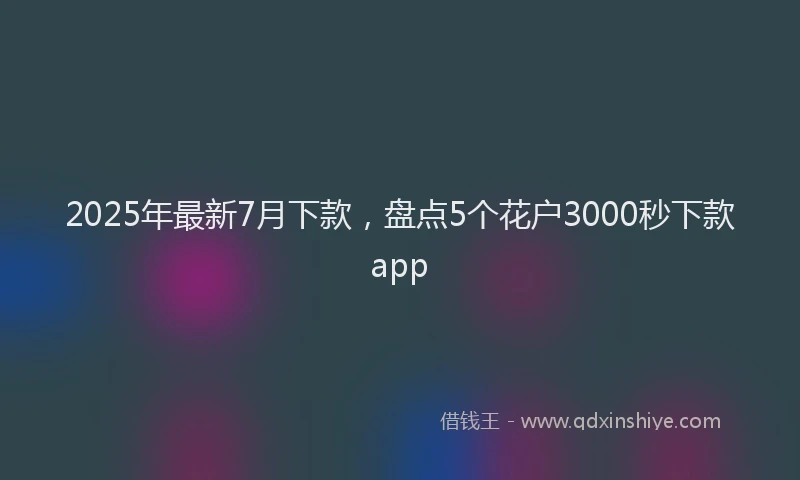2025年最新7月下款，盘点5个花户3000秒下款app