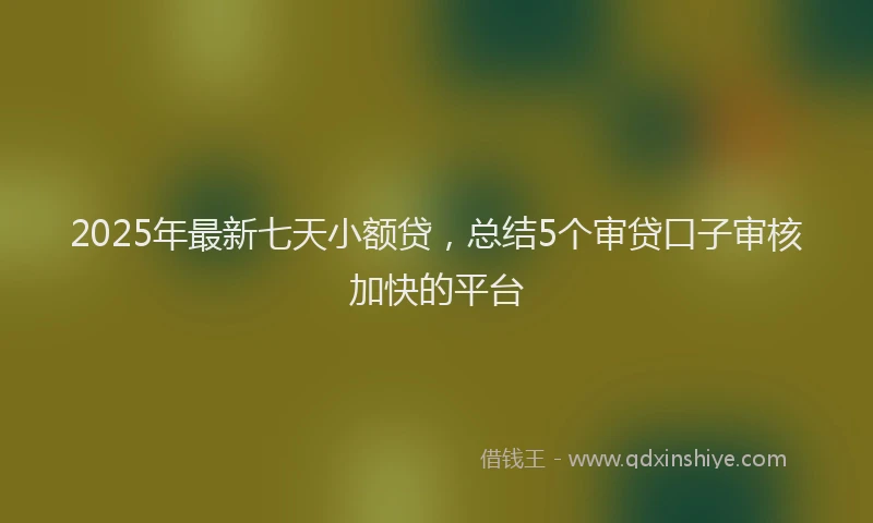 2025年最新七天小额贷，总结5个审贷口子审核加快的平台