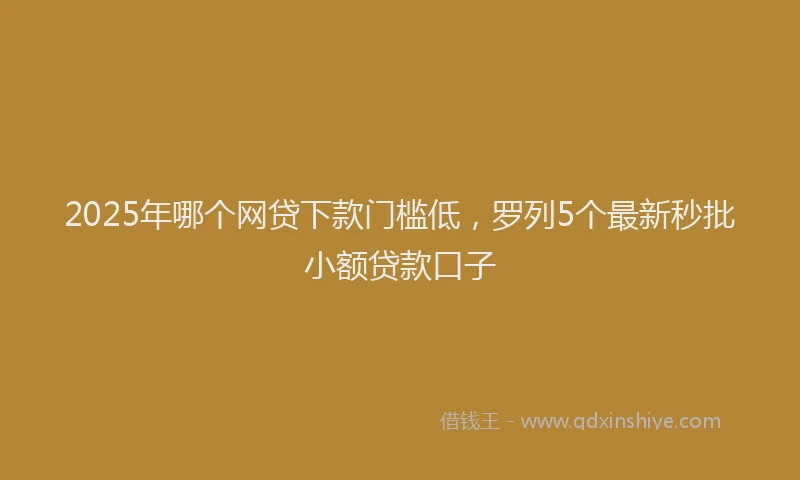2025年哪个网贷下款门槛低，罗列5个最新秒批小额贷款口子