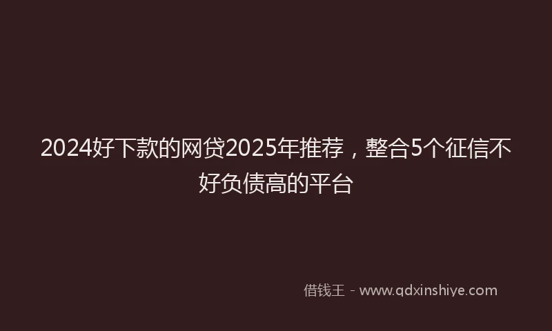 2024好下款的网贷2025年推荐，整合5个征信不好负债高的平台