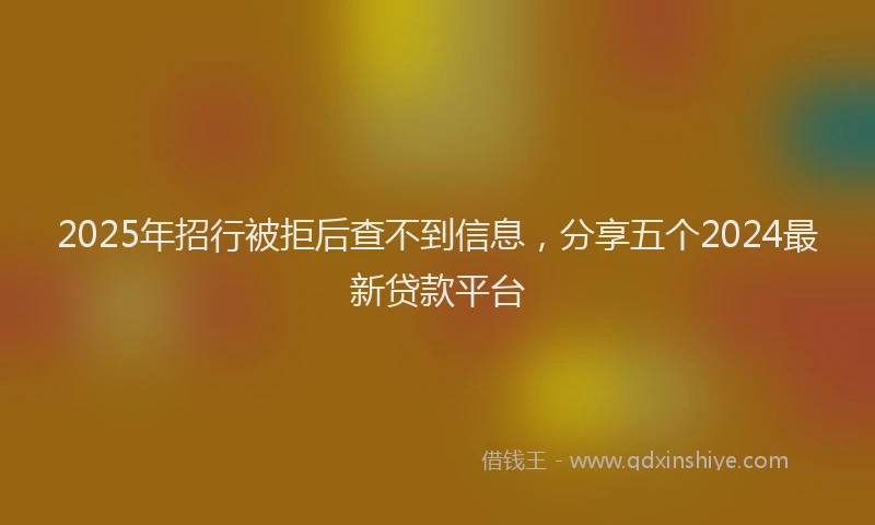 2025年招行被拒后查不到信息，分享五个2024最新贷款平台