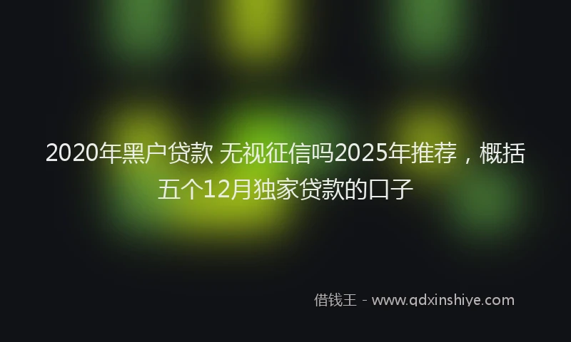 2020年黑户贷款 无视征信吗2025年推荐,概括五个12月独家贷款的口子