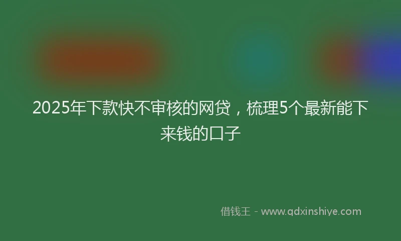 2025年下款快不审核的网贷，梳理5个最新能下来钱的口子