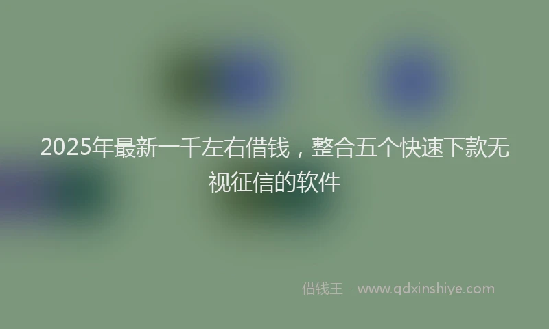 2025年最新一千左右借钱，整合五个快速下款无视征信的软件