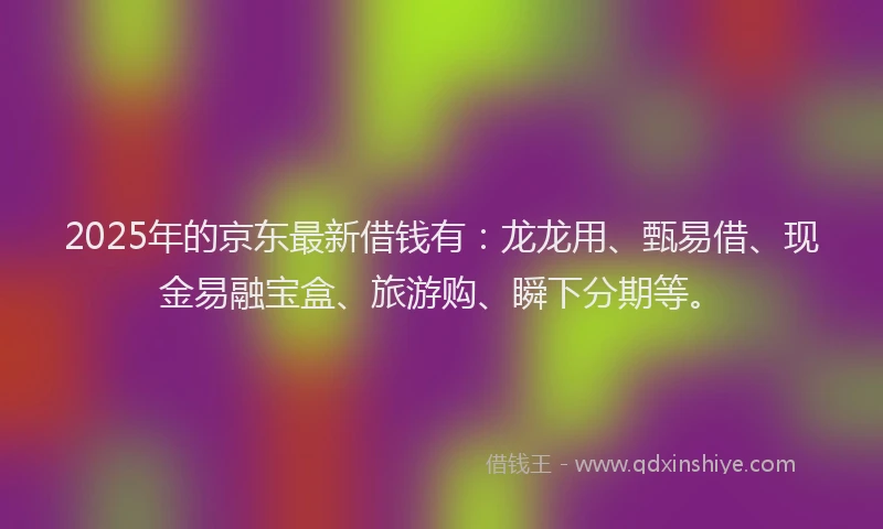 2025年的京东最新借钱有：龙龙用、甄易借、现金易融宝盒、旅游购、瞬下分期等。