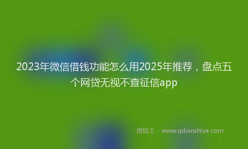 2023年微信借钱功能怎么用2025年推荐，盘点五个网贷无视不查征信app