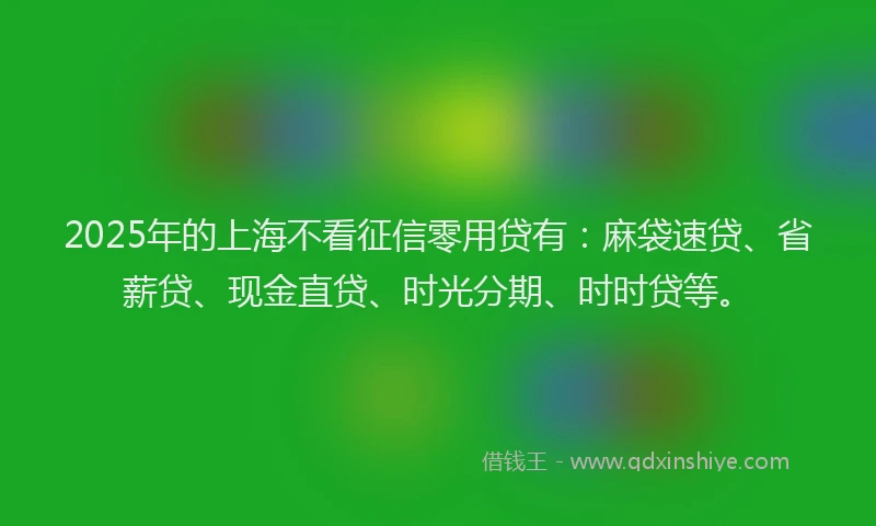2025年的上海不看征信零用贷有：麻袋速贷、省薪贷、现金直贷、时光分期、时时贷等。