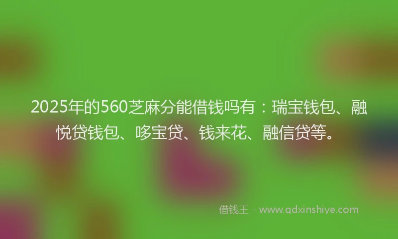 2025年的560芝麻分能借钱吗有：瑞宝钱包、融悦贷钱包、哆宝贷、钱来花、融信贷等。