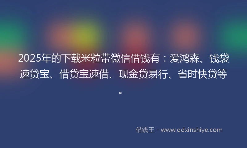 2025年的下载米粒带微信借钱有：爱鸿森、钱袋速贷宝、借贷宝速借、现金贷易行、省时快贷等。