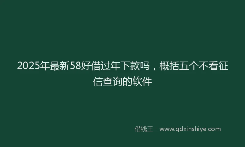 2025年最新58好借过年下款吗，概括五个不看征信查询的软件