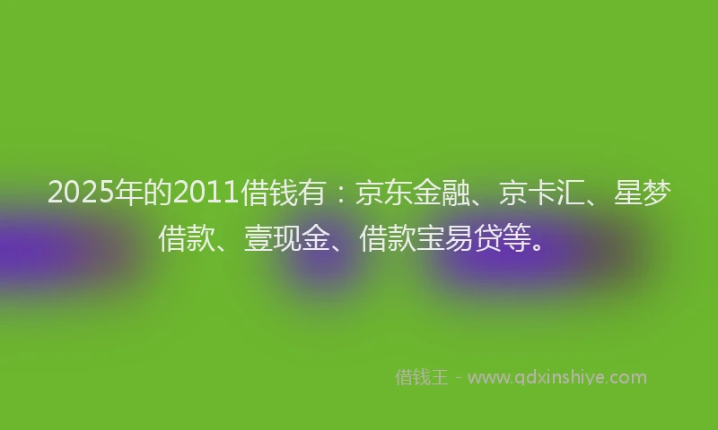 2025年的2011借钱有：京东金融、京卡汇、星梦借款、壹现金、借款宝易贷等。