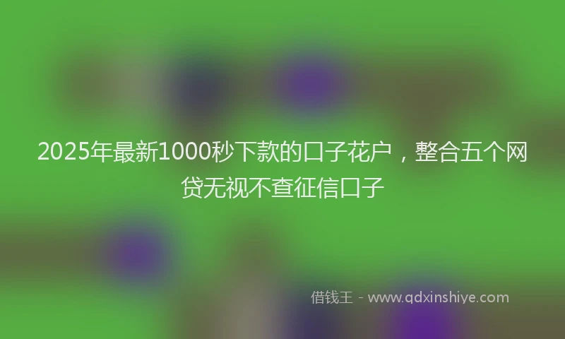 2025年最新1000秒下款的口子花户，整合五个网贷无视不查征信口子