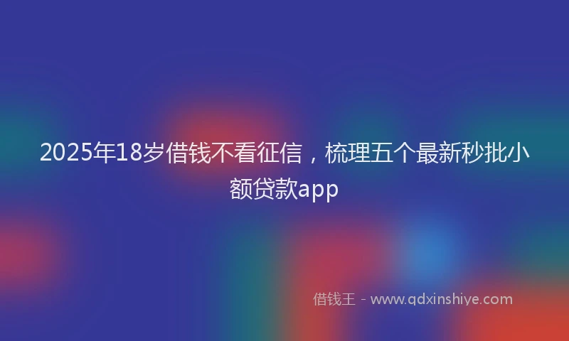 2025年18岁借钱不看征信，梳理五个最新秒批小额贷款app