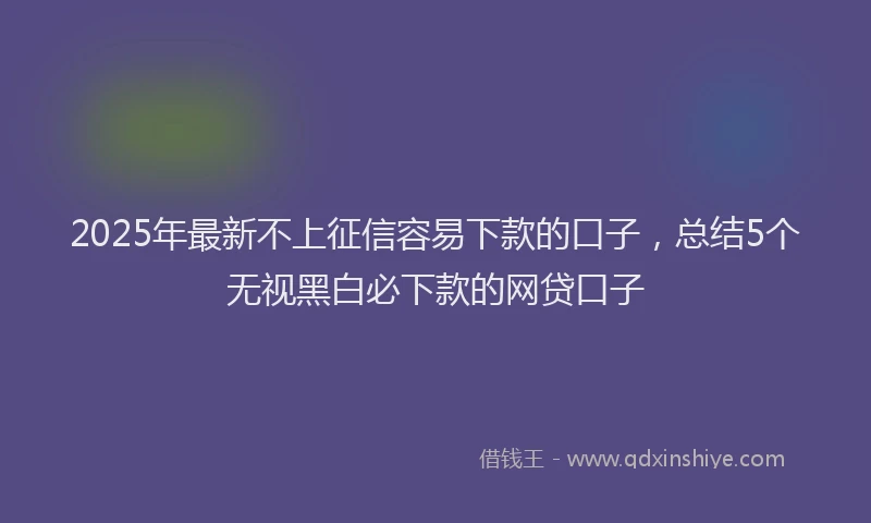 2025年最新不上征信容易下款的口子，总结5个无视黑白必下款的网贷口子