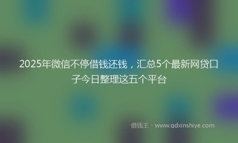 2025年微信不停借钱还钱，汇总5个最新网贷口子今日整理这五个平台