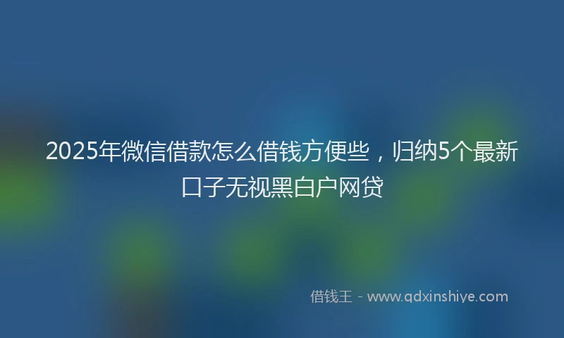 2025年微信借款怎么借钱方便些，归纳5个最新口子无视黑白户网贷