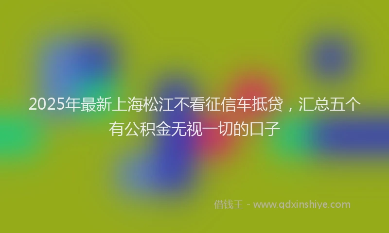 2025年最新上海松江不看征信车抵贷，汇总五个有公积金无视一切的口子