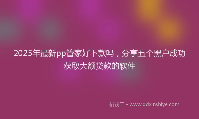2025年最新pp管家好下款吗，分享五个黑户成功获取大额贷款的软件