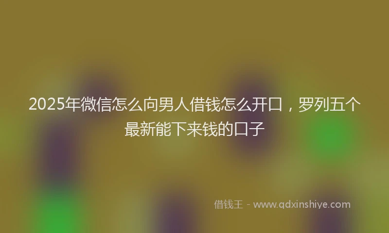 2025年微信怎么向男人借钱怎么开口，罗列五个最新能下来钱的口子