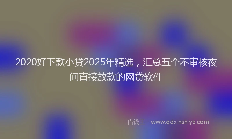 2020好下款小贷2025年精选，汇总五个不审核夜间直接放款的网贷软件