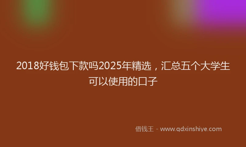 2018好钱包下款吗2025年精选，汇总五个大学生可以使用的口子