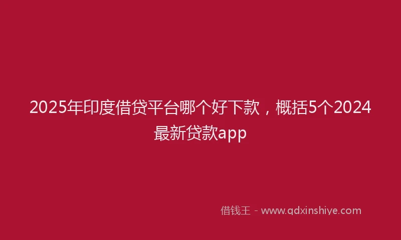 2025年印度借贷平台哪个好下款，概括5个2024最新贷款app
