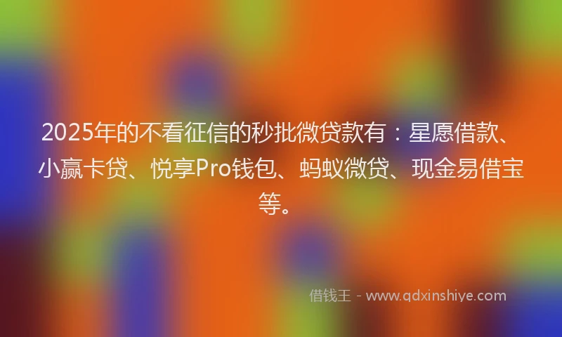 2025年的不看征信的秒批微贷款有：星愿借款、小赢卡贷、悦享Pro钱包、蚂蚁微贷、现金易借宝等。