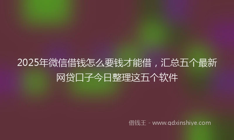 2025年微信借钱怎么要钱才能借，汇总五个最新网贷口子今日整理这五个软件
