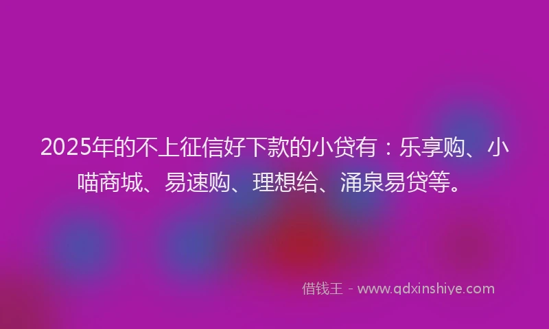 2025年的不上征信好下款的小贷有：乐享购、小喵商城、易速购、理想给、涌泉易贷等。