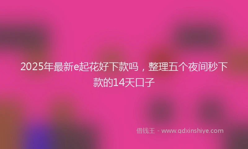 2025年最新e起花好下款吗，整理五个夜间秒下款的14天口子