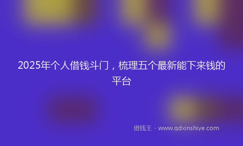 2025年个人借钱斗门，梳理五个最新能下来钱的平台