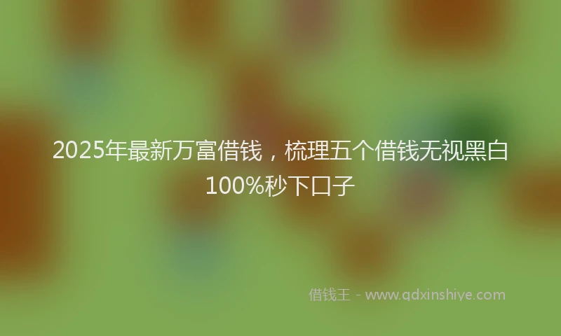 2025年最新万富借钱，梳理五个借钱无视黑白100%秒下口子