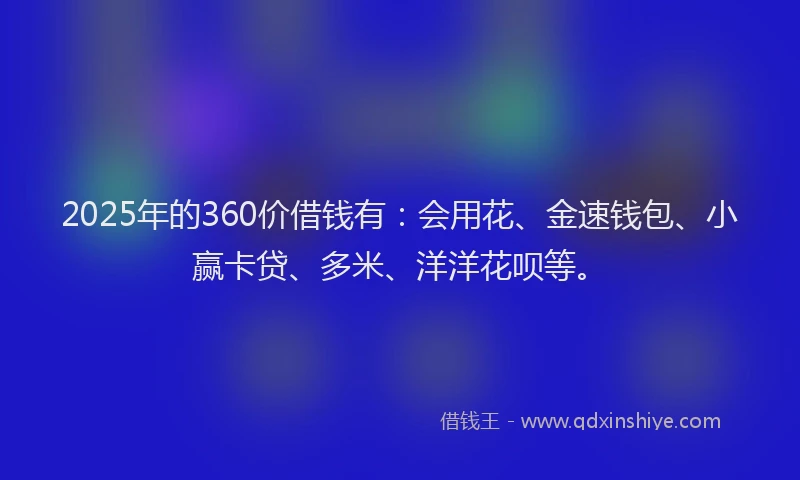 2025年的360价借钱有：会用花、金速钱包、小赢卡贷、多米、洋洋花呗等。