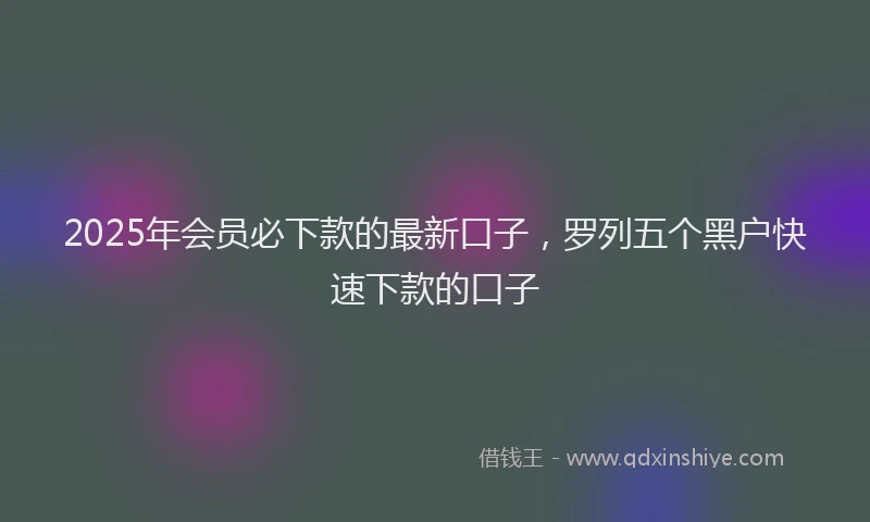2025年会员必下款的最新口子，罗列五个黑户快速下款的口子