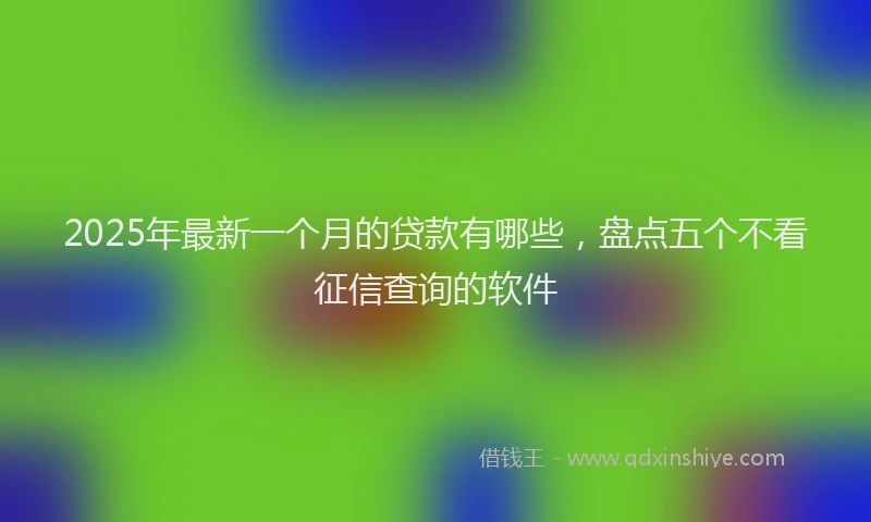 2025年最新一个月的贷款有哪些，盘点五个不看征信查询的软件