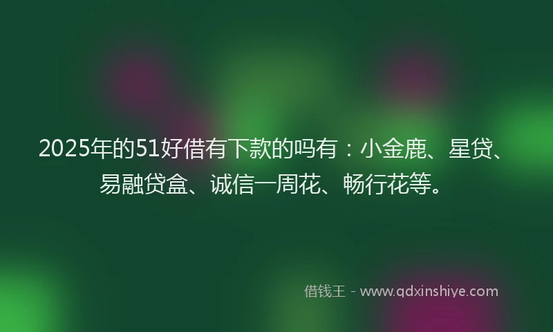 2025年的51好借有下款的吗有：小金鹿、星贷、易融贷盒、诚信一周花、畅行花等。