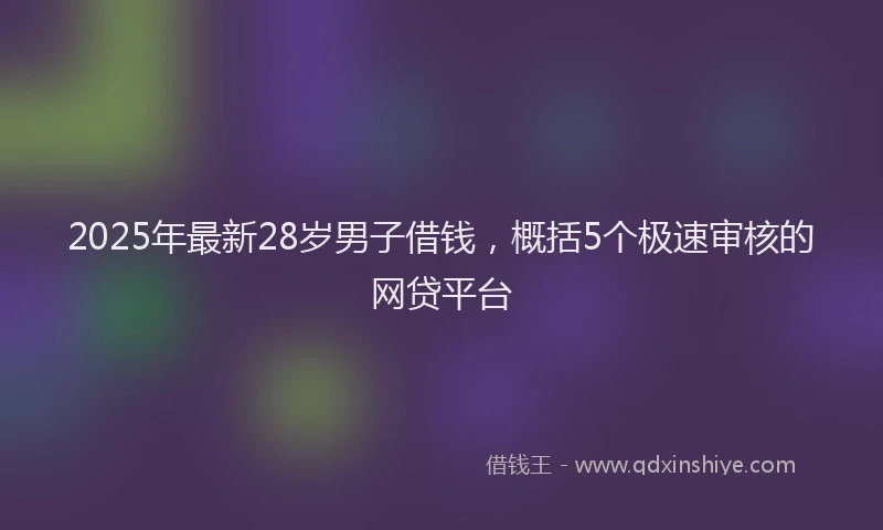 2025年最新28岁男子借钱，概括5个极速审核的网贷平台