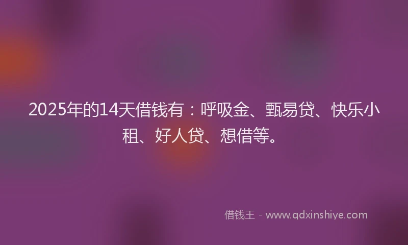 2025年的14天借钱有：呼吸金、甄易贷、快乐小租、好人贷、想借等。