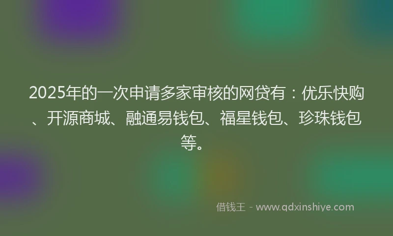 2025年的一次申请多家审核的网贷有：优乐快购、开源商城、融通易钱包、福星钱包、珍珠钱包等。