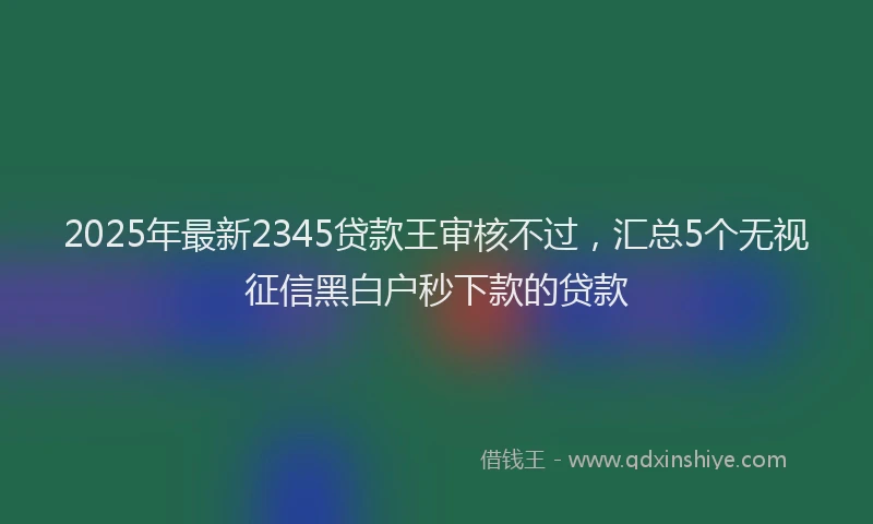 2025年最新2345贷款王审核不过，汇总5个无视征信黑白户秒下款的贷款