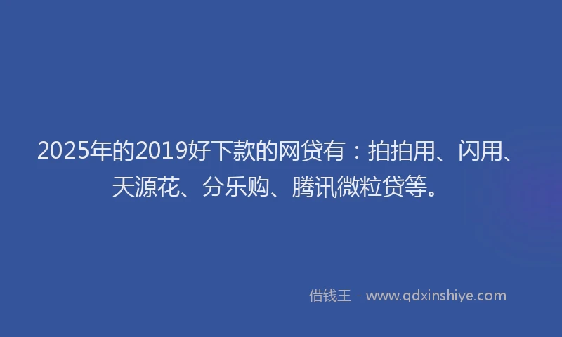 2025年的2019好下款的网贷有：拍拍用、闪用、天源花、分乐购、腾讯微粒贷等。