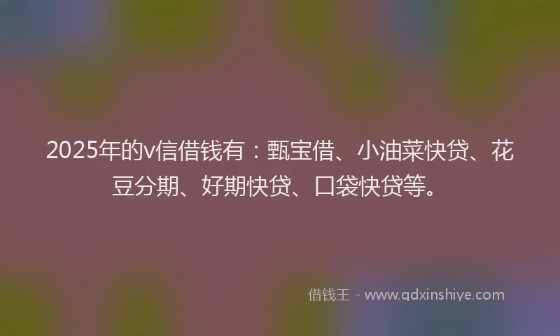 2025年的v信借钱有：甄宝借、小油菜快贷、花豆分期、好期快贷、口袋快贷等。