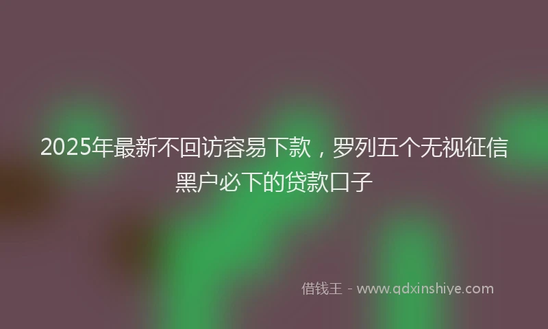 2025年最新不回访容易下款，罗列五个无视征信黑户必下的贷款口子