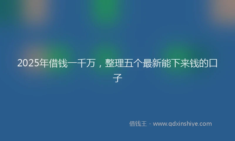 2025年借钱一千万，整理五个最新能下来钱的口子